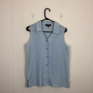 Vintage Gingham Sleeveless Button‎ Down  Sz S